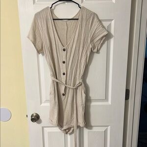 Amazon Cream Button-Front Romper